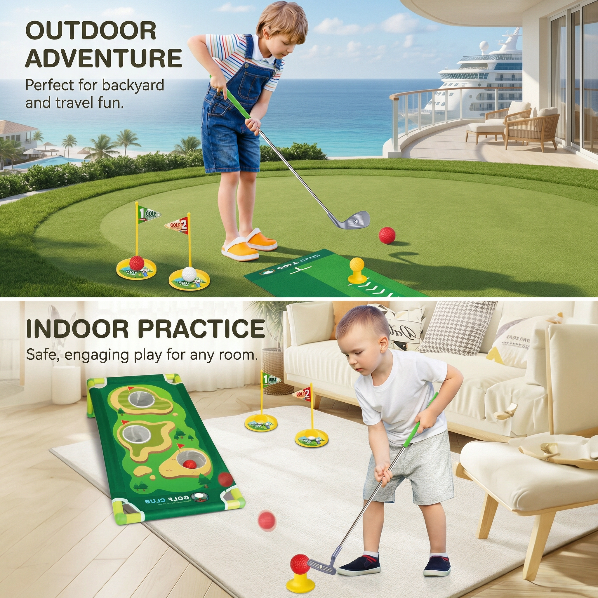 Tragbares Mini-Golf-Training | Putting-Matte Set | Indoor & Outdoor | Fairwayfix