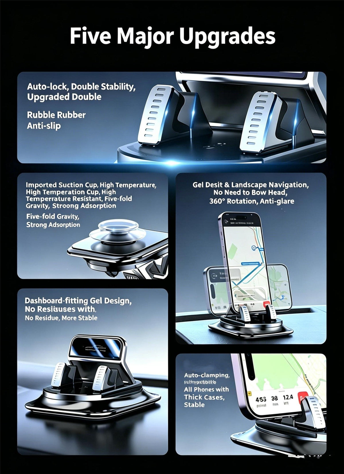 Držák na telefon | Otáčení o 360° | Protiskluzová základna | DashPivot