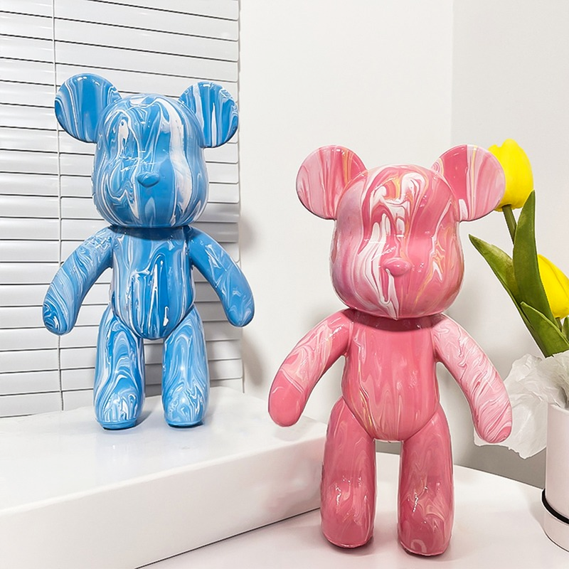 Spersonalizowana sztuka na winylowym misiu pluszowym | z 3 farbami akrylowymi i akcesoriami | dekoracja w stylu fluid art | PourBear