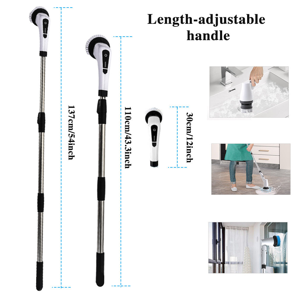 Ensemble de brosses de nettoyage électriques | Moteur 300 tr/min | Étanche avec poignée extensible | SpinShine