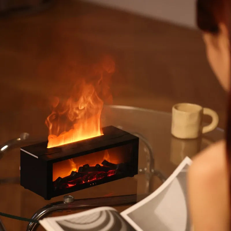 Aroma Diffuser | mit Flammeneffekt | 3D-Wasserdampf-Flamme + Glut-Optik | Flamescent