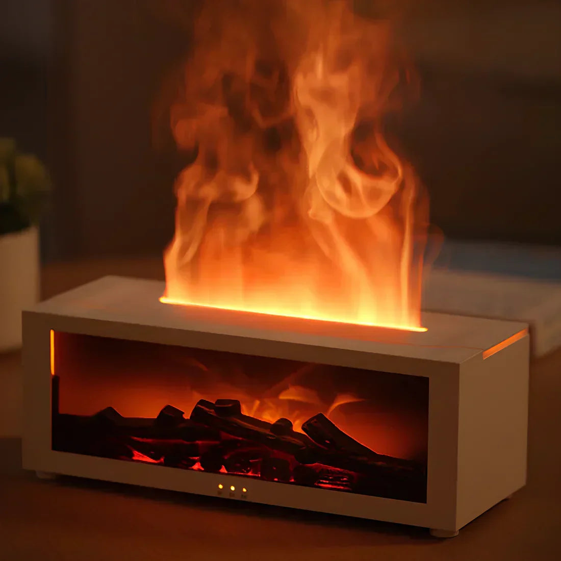 Aroma Diffuser | mit Flammeneffekt | 3D-Wasserdampf-Flamme + Glut-Optik | Flamescent