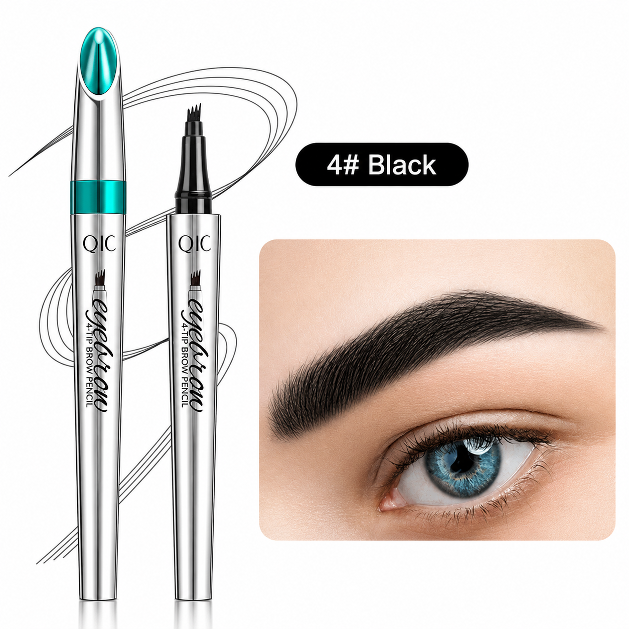 Augenbrauenstift | Wasserdichter 3D mit 4 Gabelspitzen | Microblading-Effekt | BrowFinesse