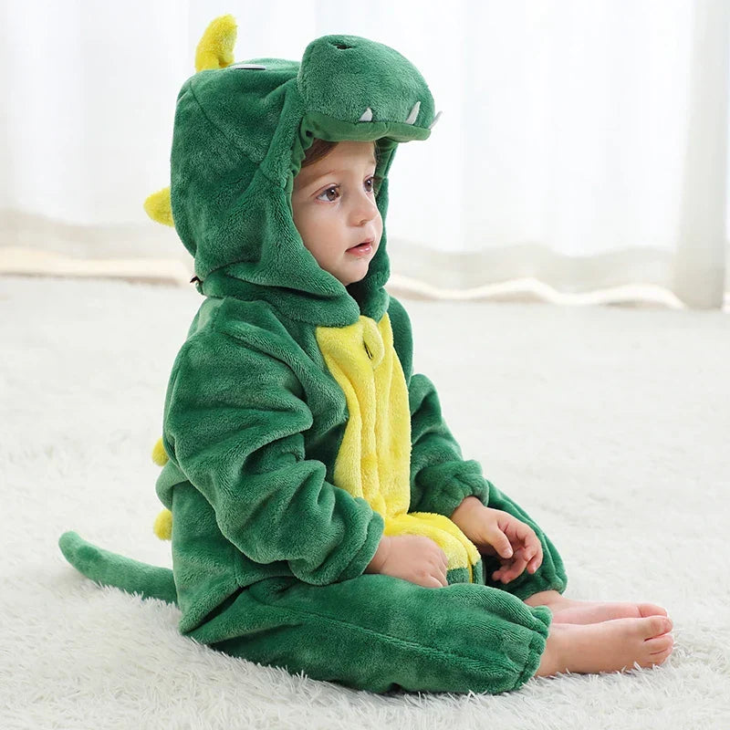 Baby Fleece Overall | Tier-Design mit Kapuze | Kuscheliger Strampler mit Reißverschluss | CuddleZoo