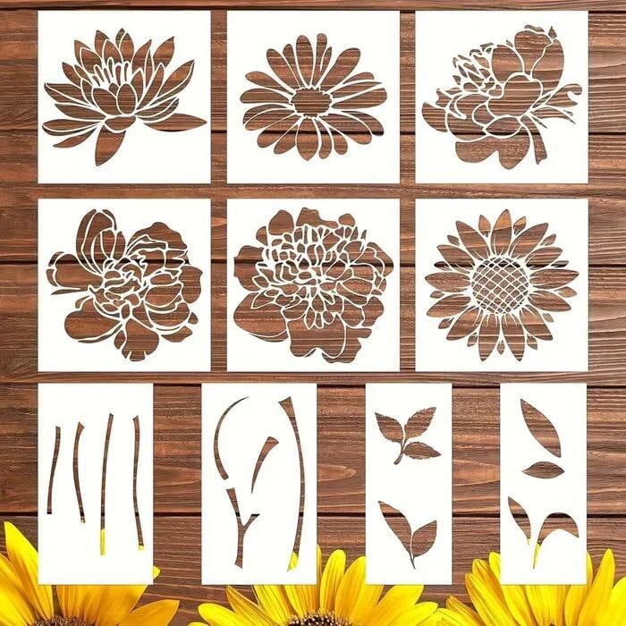 Blühende Blumen Schablonen-Set | Wiederverwendbar | Vielseitig | Petalcraft