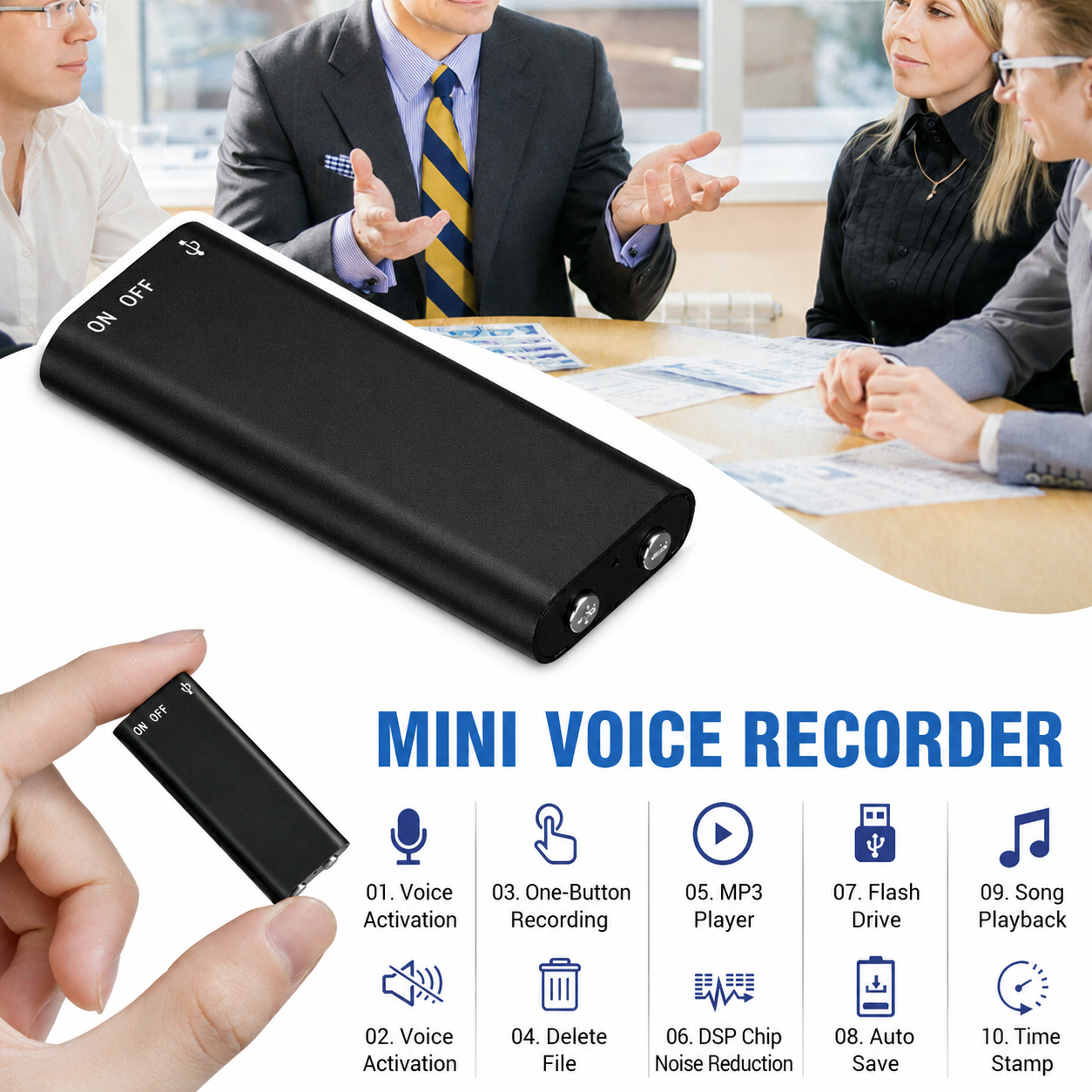 Diktiergerät | Mini Audio Recorder | One Touch Aufnahme | MicroSpy