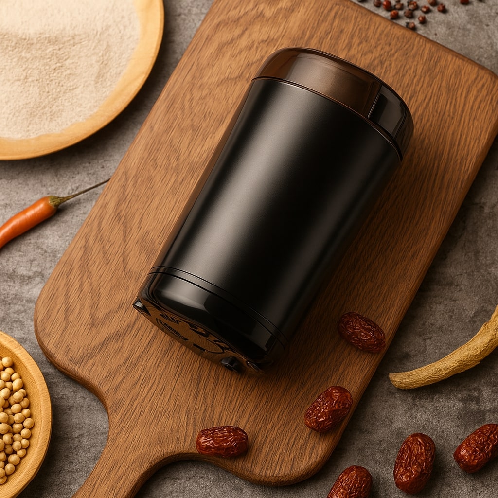 Elektrische Kaffeemühle | Mahlt Bohnen, Gewürze & Kräuter | Bedienung per Knopfdruck | FreshMill
