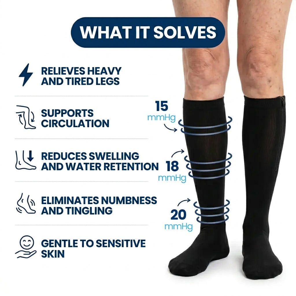 Compression Socks | With Zipper | Breathable & Easy to Wear | FlowEase