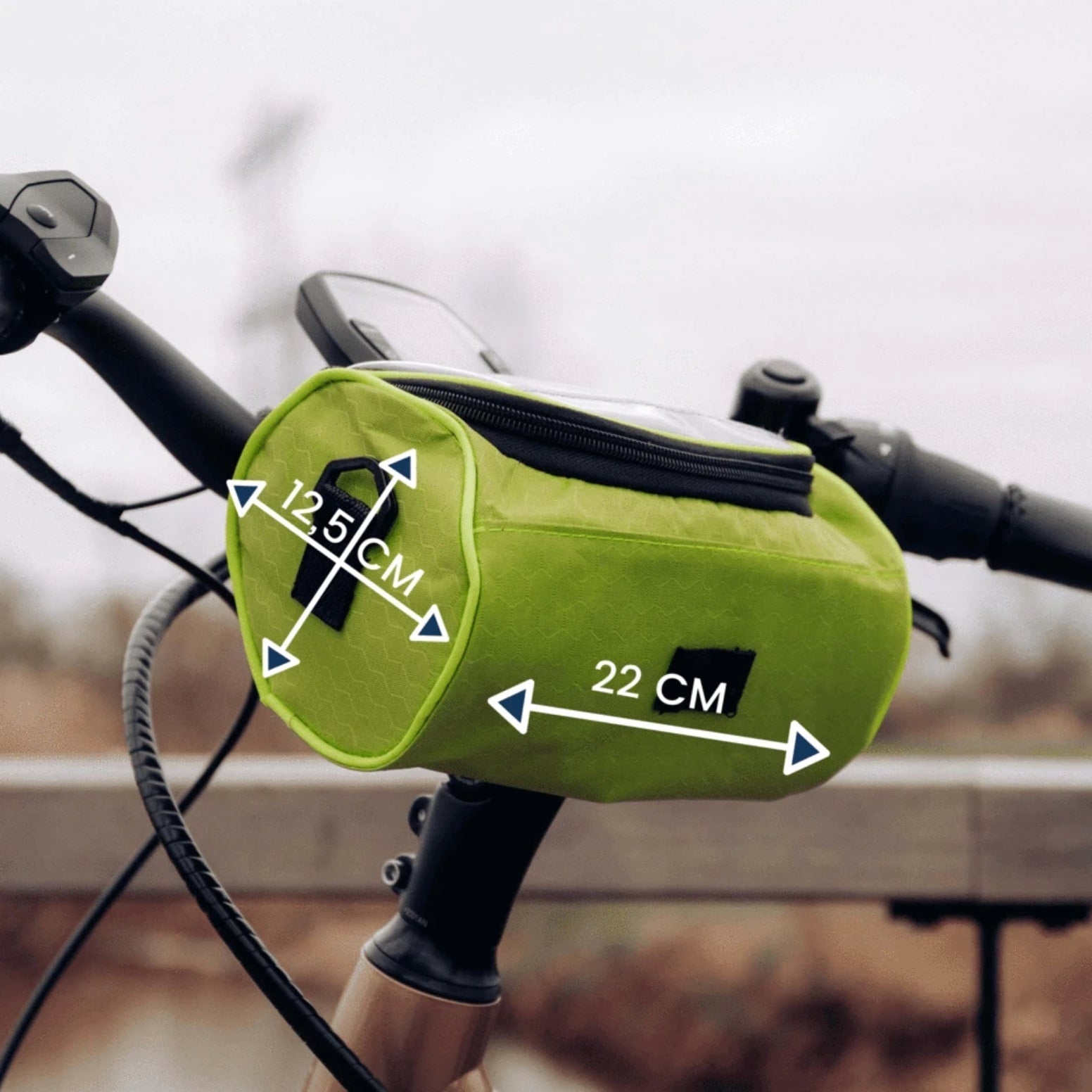 Fahrrad-Lenkertasche mit Touchscreen-Fenster | Spritzwasserschutz | Sicherer Klettverschluss Halt | RideShield