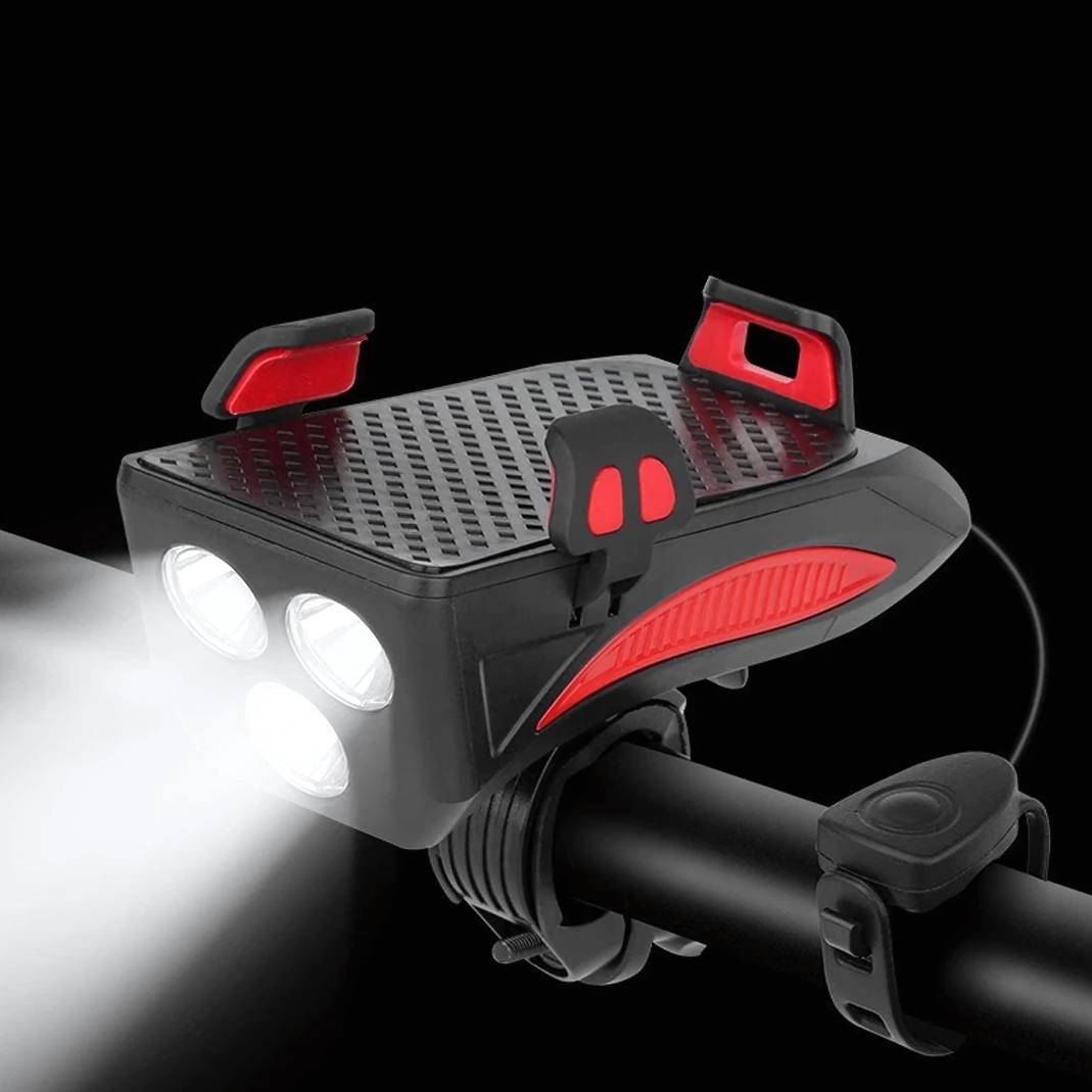 Fahrradlicht mit Handyhalterung | LED-Frontlicht | Powerbank & Hupe | RideBeam