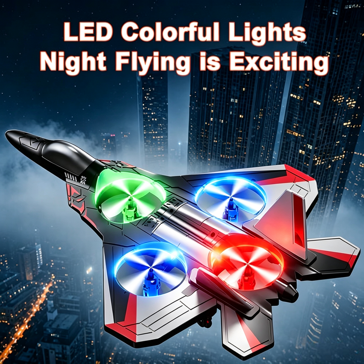 Fjärrstyrt flygande leksak | 360° loopar & LED-lampor | Stötsäker | JetGlow