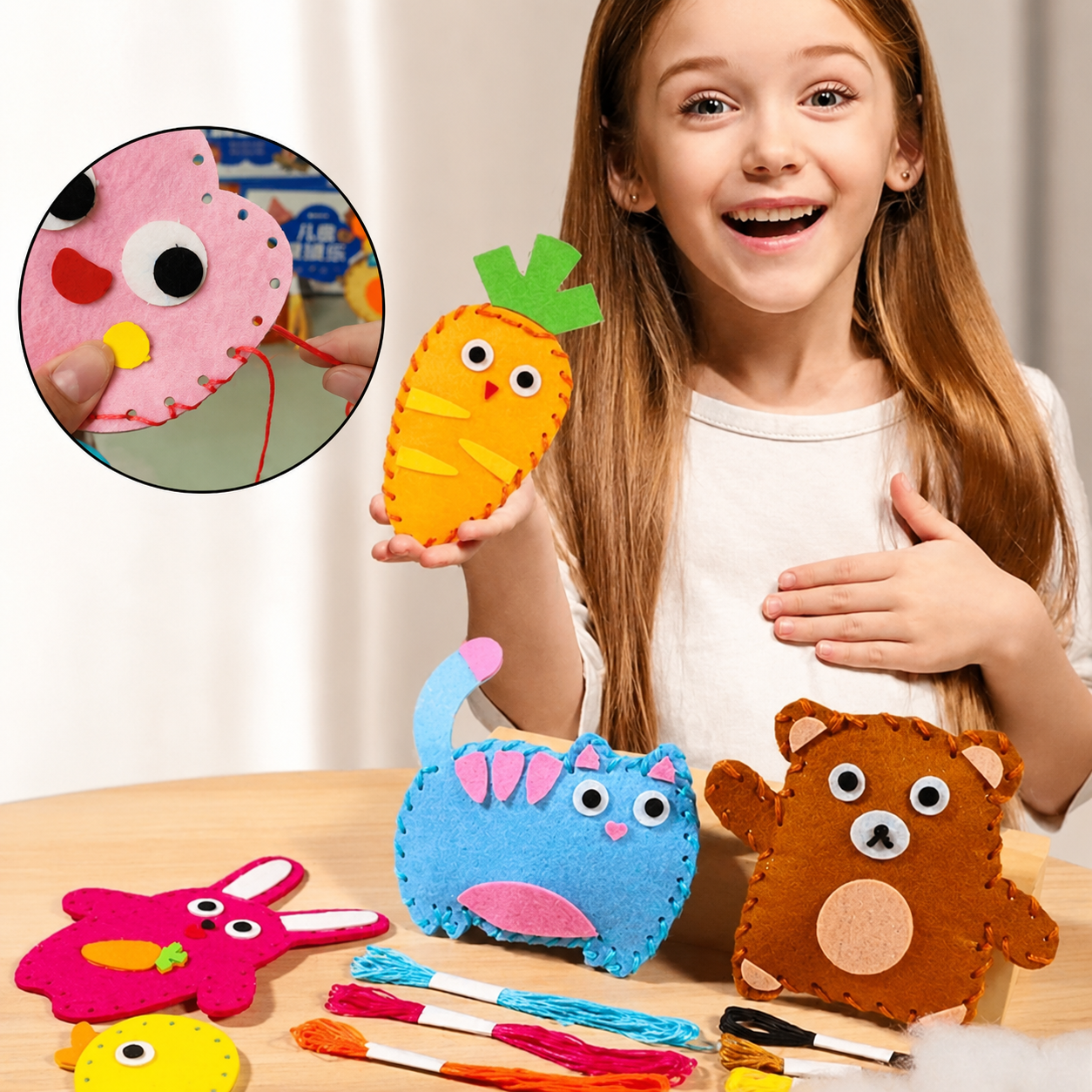 Kinder-Nähset | Fördert Feinmotorik & Kreativität | Bildschirmfreie Bastelaktivität | StitchKids