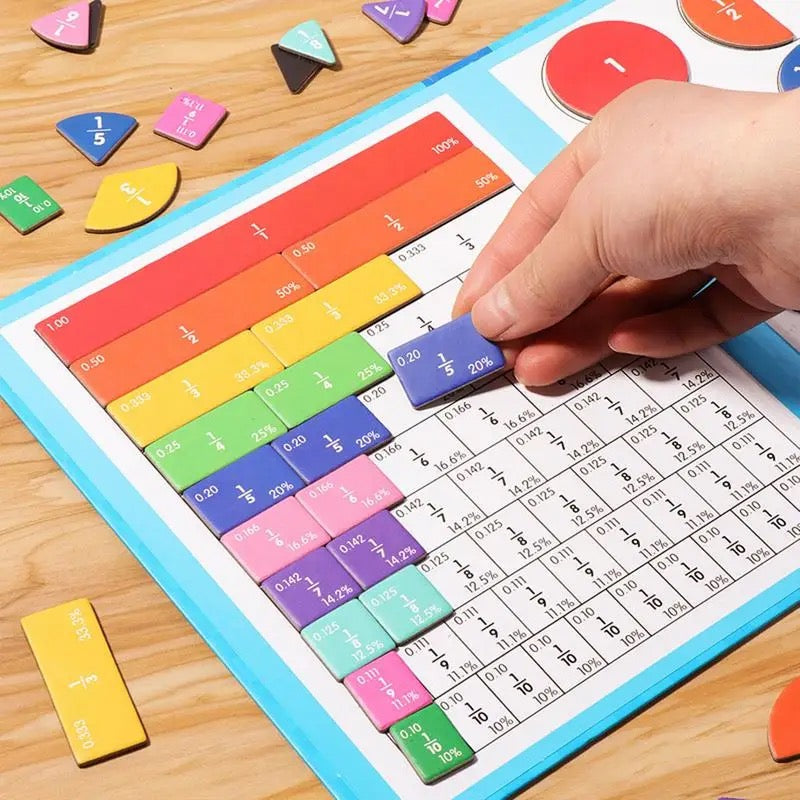 Jeu de mathématiques magnétique | Pour apprendre les fractions | Jouet éducatif avec tableau et stylo | MathMagnet