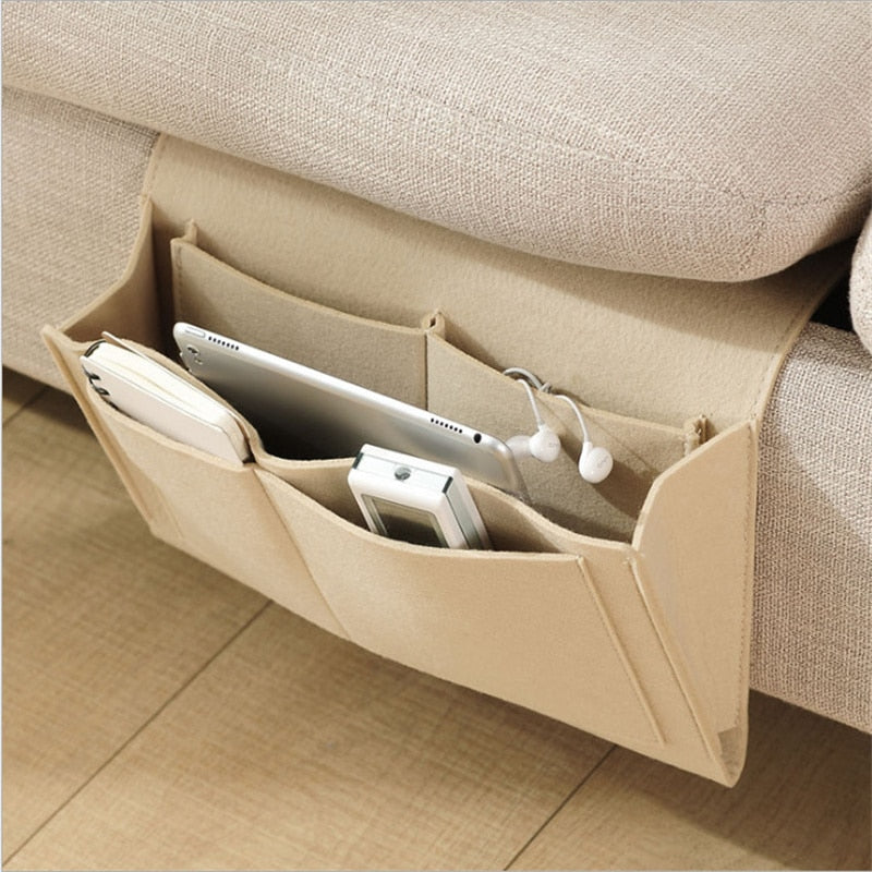 Multifunktionale Aufbewahrungstasche für das Bett Filz | 5 Fächer | Sofa Nachttisch Organizer | Pockway
