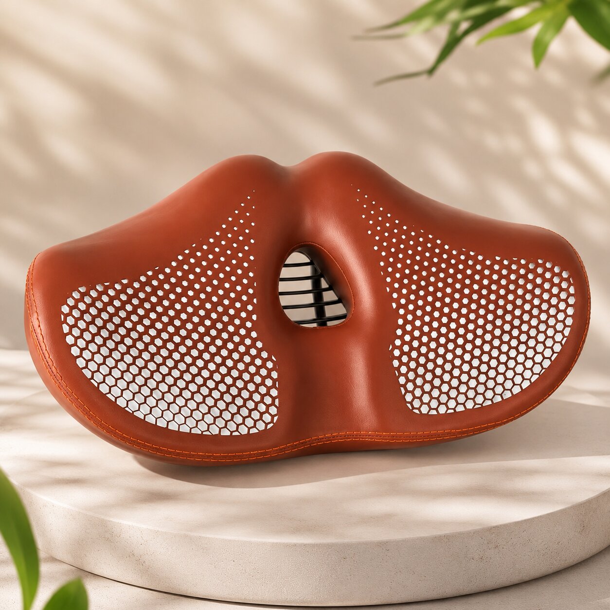 Noseless Fahrradsattel | PU Leder Extra Breit | Doppelfeder System Druckfrei | ComfortCore