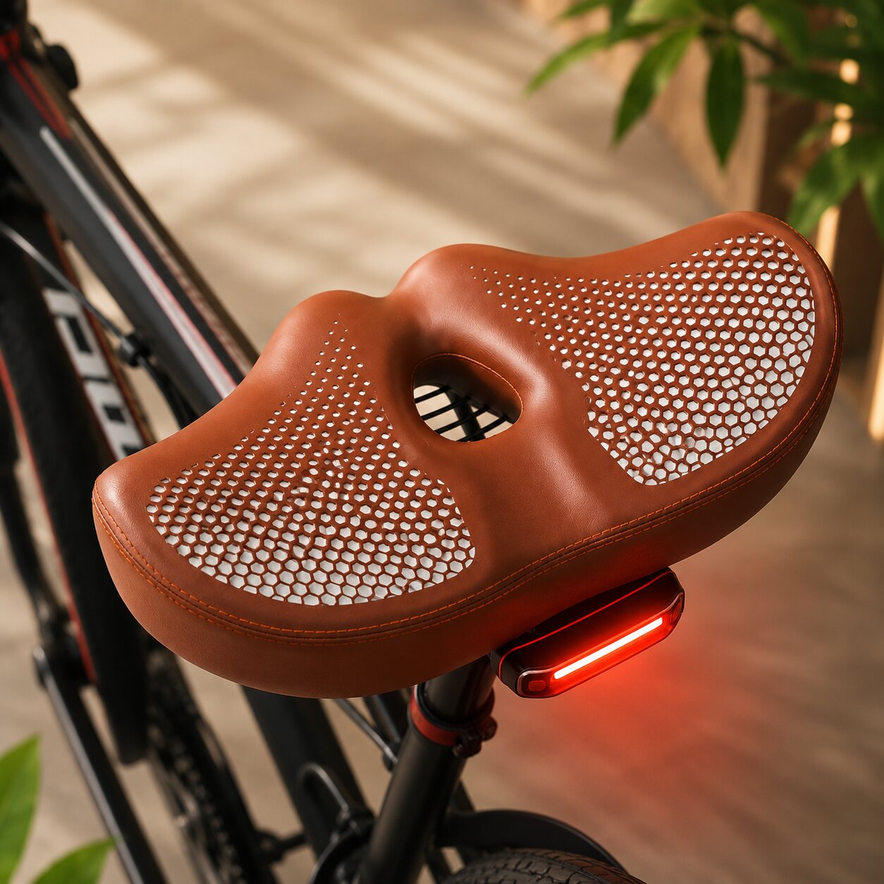Noseless Fahrradsattel | PU Leder Extra Breit | Doppelfeder System Druckfrei | ComfortCore