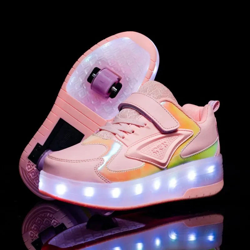 LED-Rollenschuhe für Kinder | Ausklappbaren Rollen | Leuchtende Sohle | RollBeam