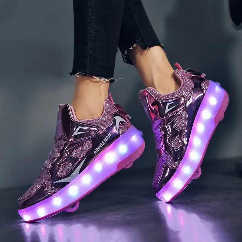 LED-Rollenschuhe für Kinder | Ausklappbaren Rollen | Leuchtende Sohle | RollBeam