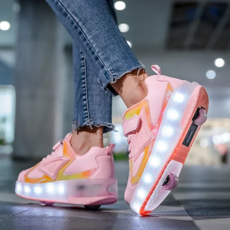 LED-Rollenschuhe für Kinder | Ausklappbaren Rollen | Leuchtende Sohle | RollBeam