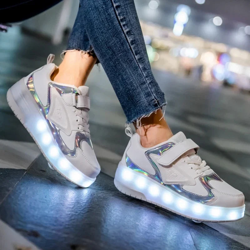LED-Rollenschuhe für Kinder | Ausklappbaren Rollen | Leuchtende Sohle | RollBeam