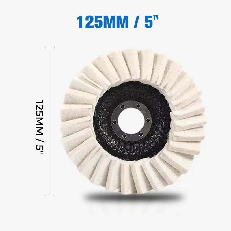 Perfekt overfladerestaurering | Polerskive af uldfilt | Til 125 mm vinkelslibere | Glansuld
