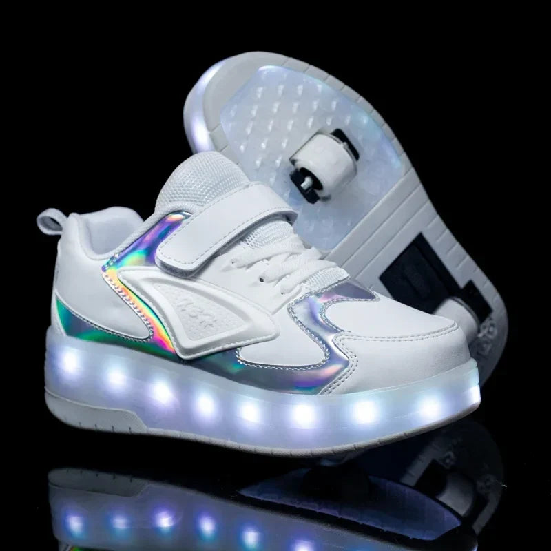 LED-Rollenschuhe für Kinder | Ausklappbaren Rollen | Leuchtende Sohle | RollBeam