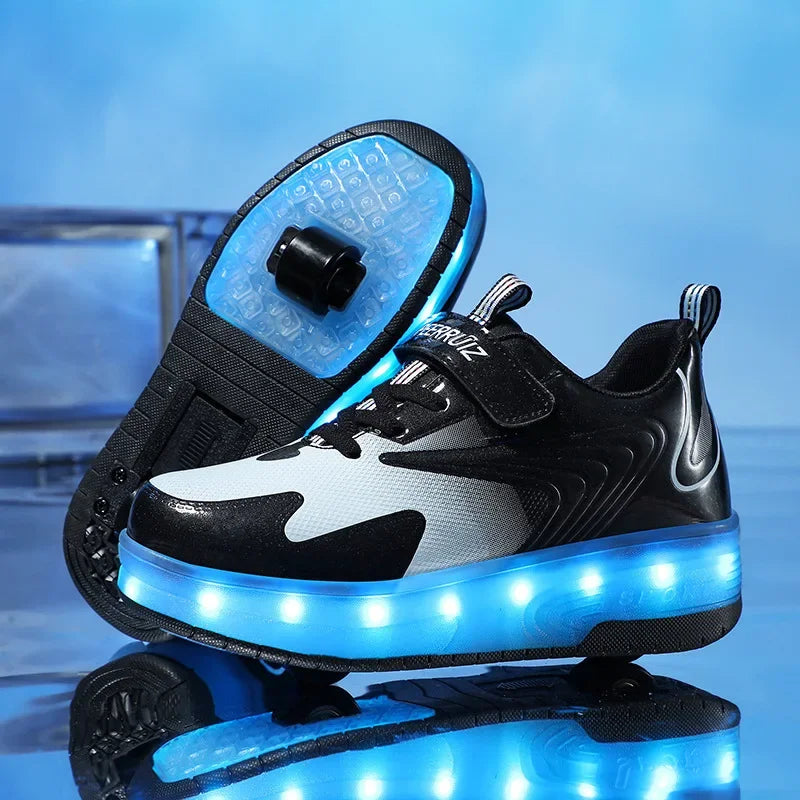 LED-Rollenschuhe für Kinder | Ausklappbaren Rollen | Leuchtende Sohle | RollBeam