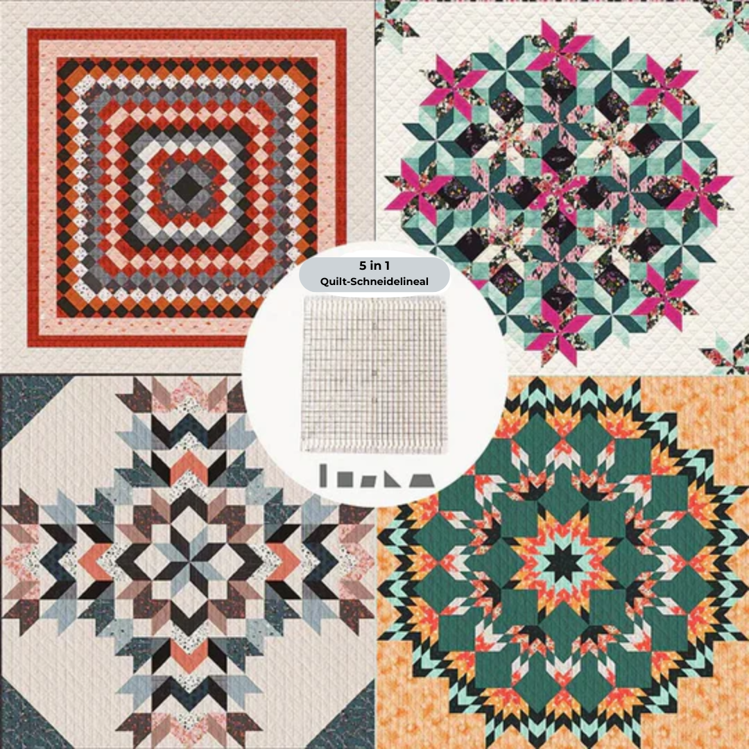 Schneide Stoffe schnell | Bis zu 6 Streifen | Rutschfest & Beidhändig mit Schneidebrett | QuiltMate