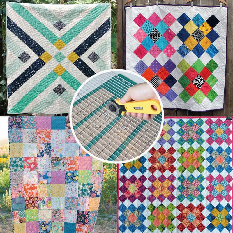 Schneide Stoffe schnell | Bis zu 6 Streifen | Rutschfest & Beidhändig mit Schneidebrett | QuiltMate