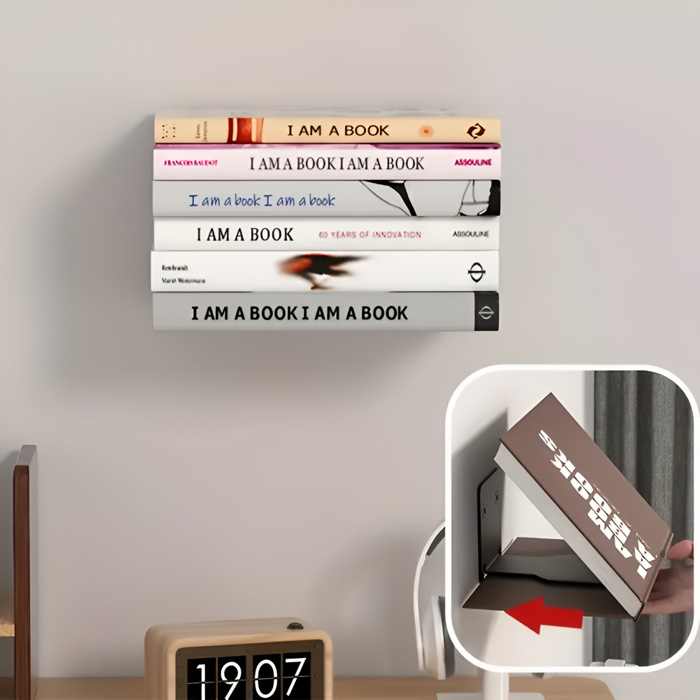 Schweberegal | Unsichtbarer Schwebeeffekt für Bücher | Stabile Wandhalterung aus Eisen | FloatShelf