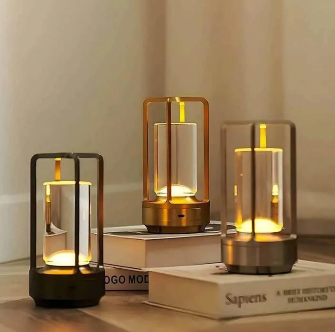 Trådløs bordlampe | Krystaldesign | Dæmpbar med touch | CrystalGlow