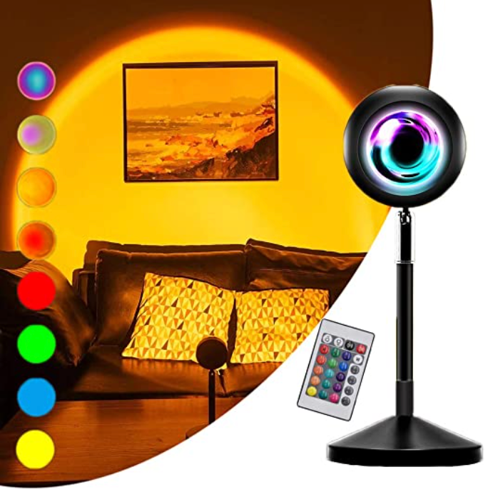 LED-projectortafellamp Zonsondergang | 16 lichtkleuren sfeerverlichting | Met afstandsbediening | AuraCast