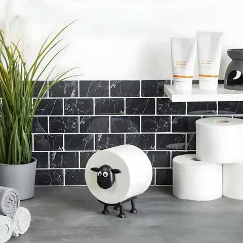 Držák toaletního papíru v designu ovce | ABS plast | Kompaktní a úsporný místo | WoollyRoll