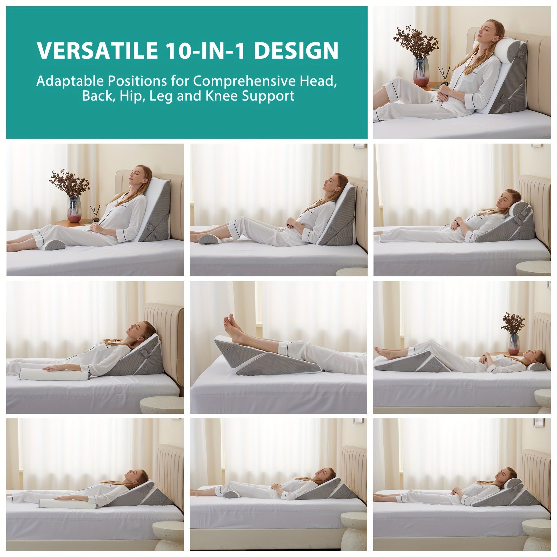 Verstellbares Bett-Winkelkissen | Mehrfach Verstellbarer Winkel | mit Abnehmbarem Bezug | AngleEase