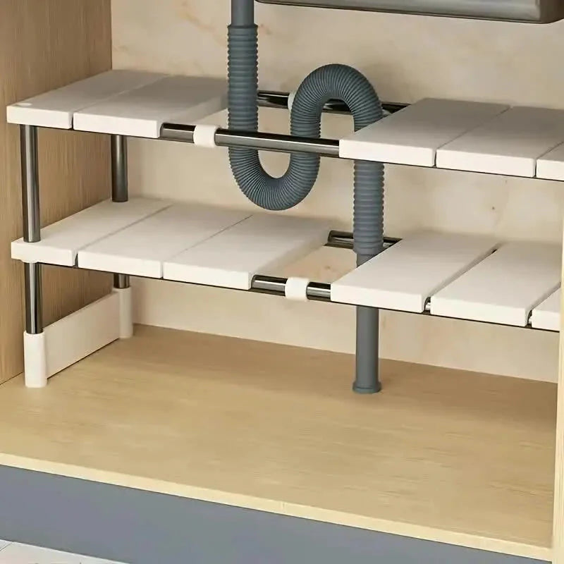 Verstellbares Unterschrank-Regal | Breite flexibel einstellbar | Schnell zu Installieren | SinkSmart