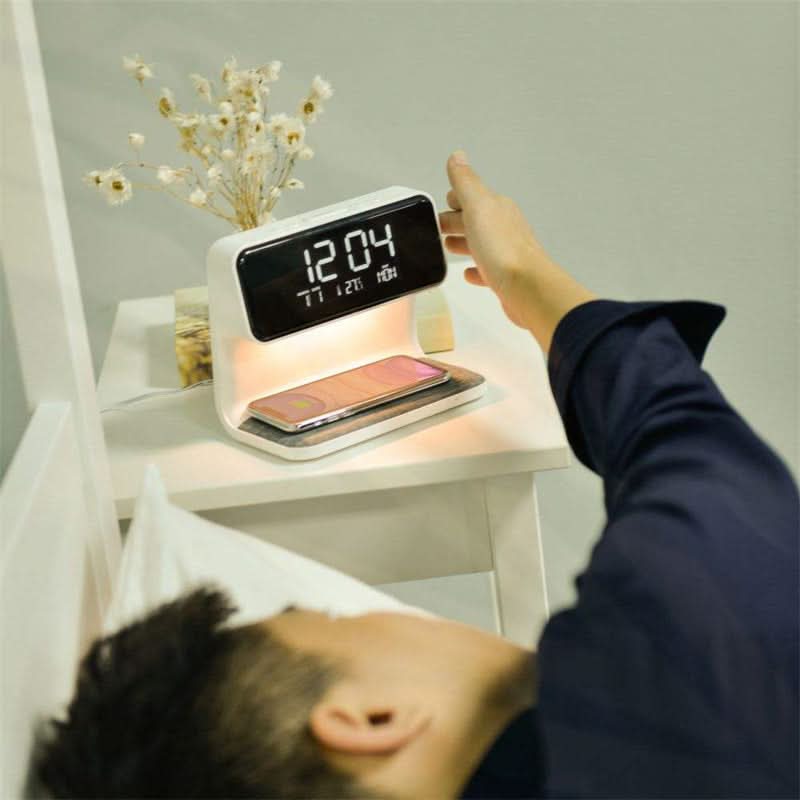 Wecker 3-in-1 LCD | Wireless Ladestation | Dimmbare LED-Lampe | Deskova