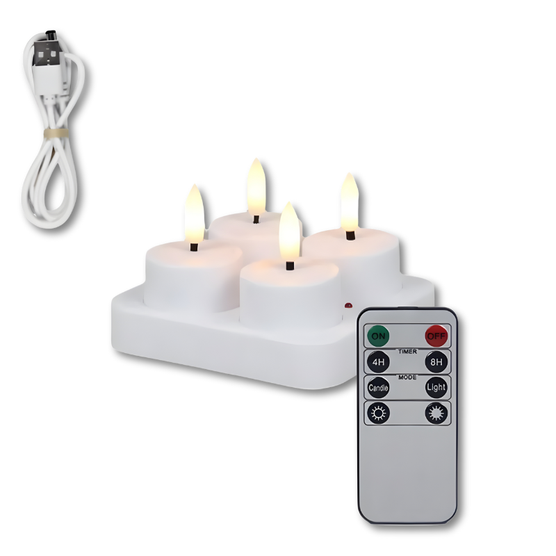 Dobíjecí svíčky bez plamene | S dálkovým ovládáním a časovačem | Nabíjení přes USB | FlameFree