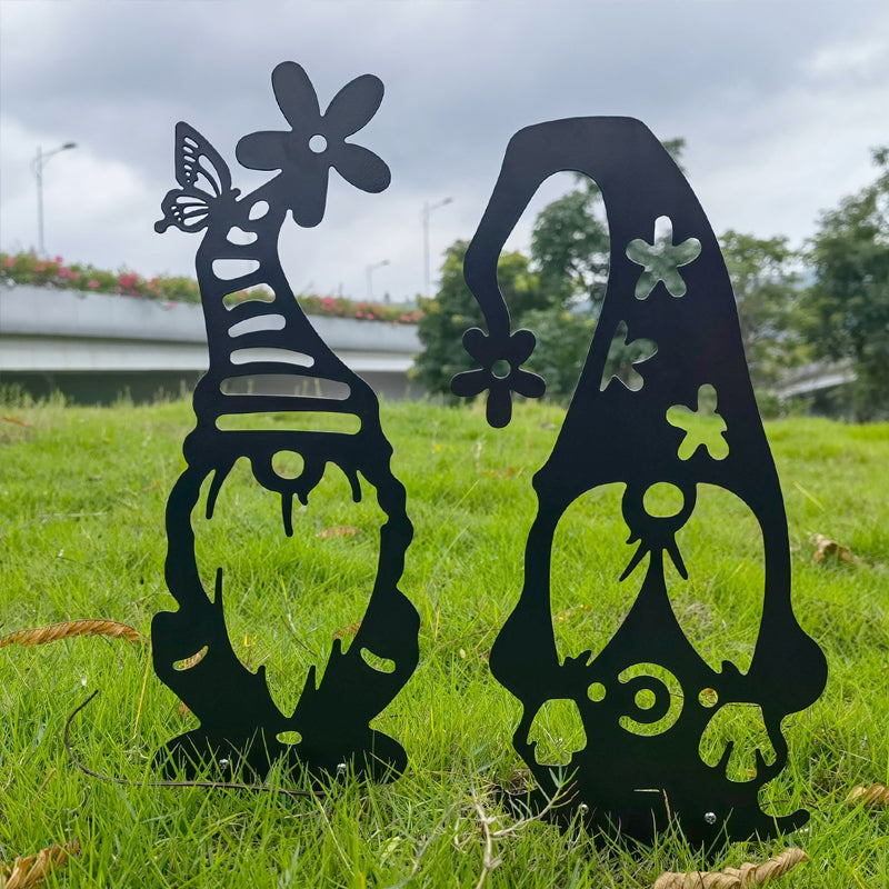 Statua da giardino a forma di nano in metallo | Silhouette di gnomo | Resistente alle intemperie | Ironfolk