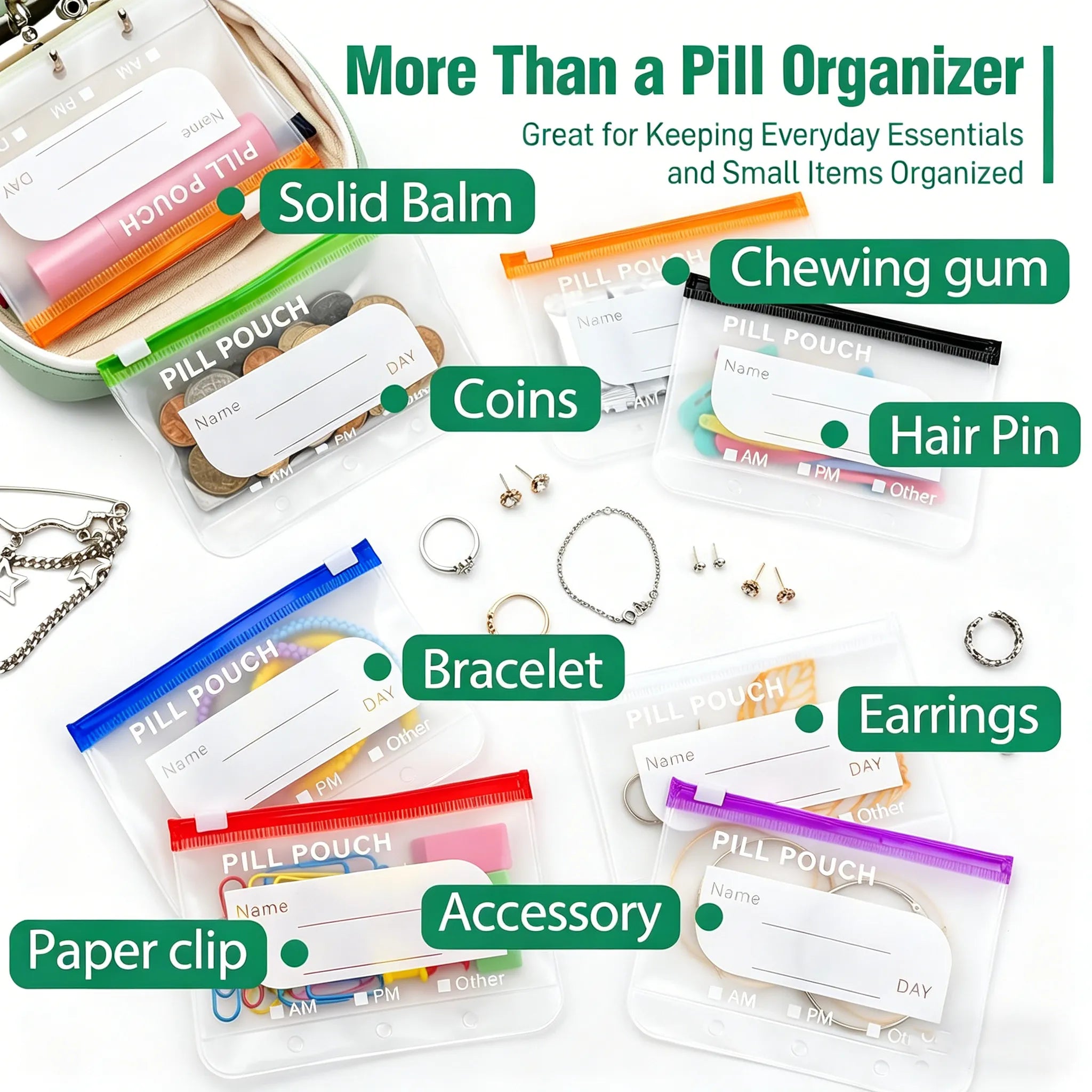 Pillenorganizer | Waterdichte zakjes om te labelen | Weekoverzicht | PillPocket