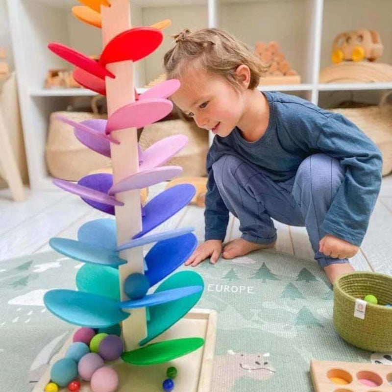 Szivárványos golyópálya | Montessori fejlesztő játék | szín- és hangeffekttel | Tumblewood