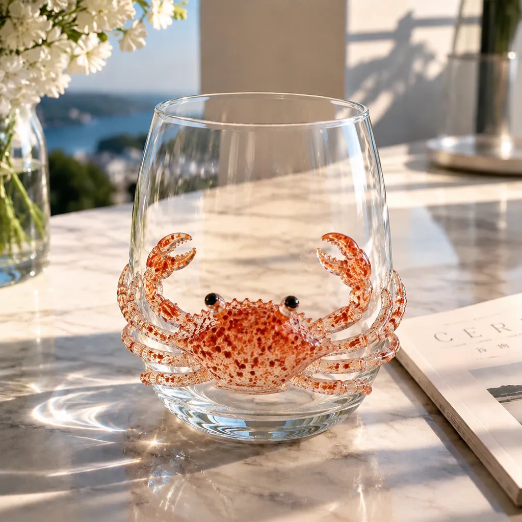 Artigianato con animali oceanici 3D | Bicchiere con motivo di creature marine | Attrazione marittima | OceanCraft