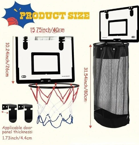Basketbolltvättkorg | över dörren 42x32x6 cm | Andningsbart mesh | HoopHamper