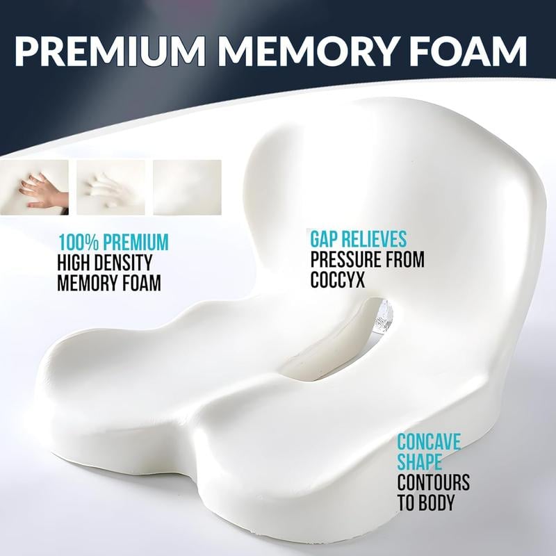 Coussin de siège antidérapant | En mousse à mémoire de forme | Soulagement ergonomique | PosturePro
