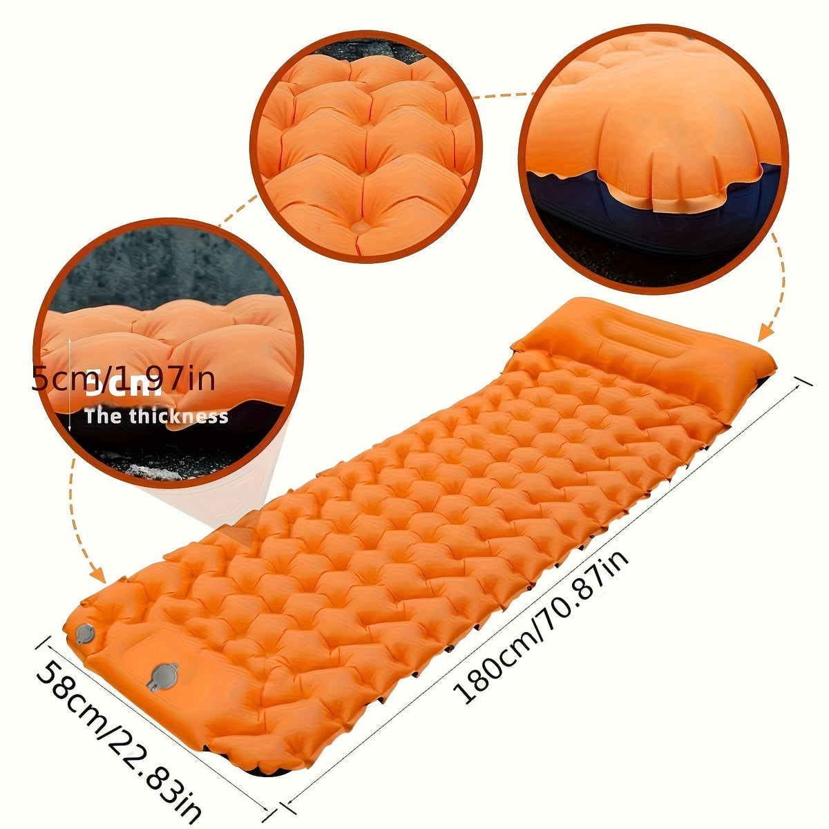 Matelas de camping gonflable | Pompe à pied et oreiller | Gonflé en quelques secondes | TrailBed