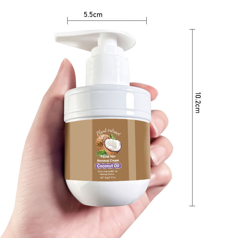 Crème dépilatoire pour le visage à l'huile de coco | Aloe Vera & acide hyaluronique | Douce et rapide | SilkTouch