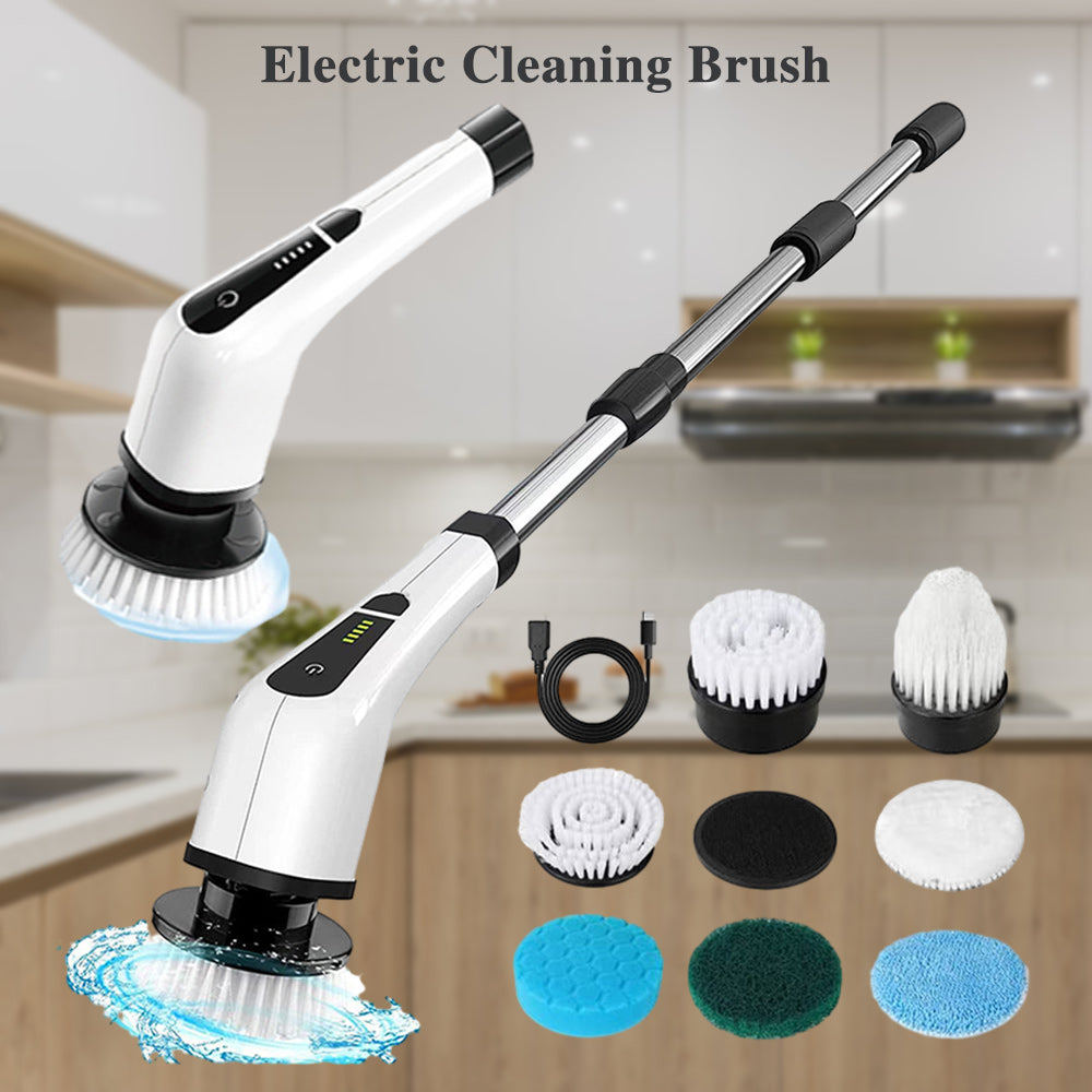Ensemble de brosses de nettoyage électriques | Moteur 300 tr/min | Étanche avec poignée extensible | SpinShine