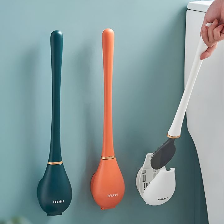Toiletbørste med vægbeslag | Aftageligt hoved | Kan monteres uden boring | PureSweep