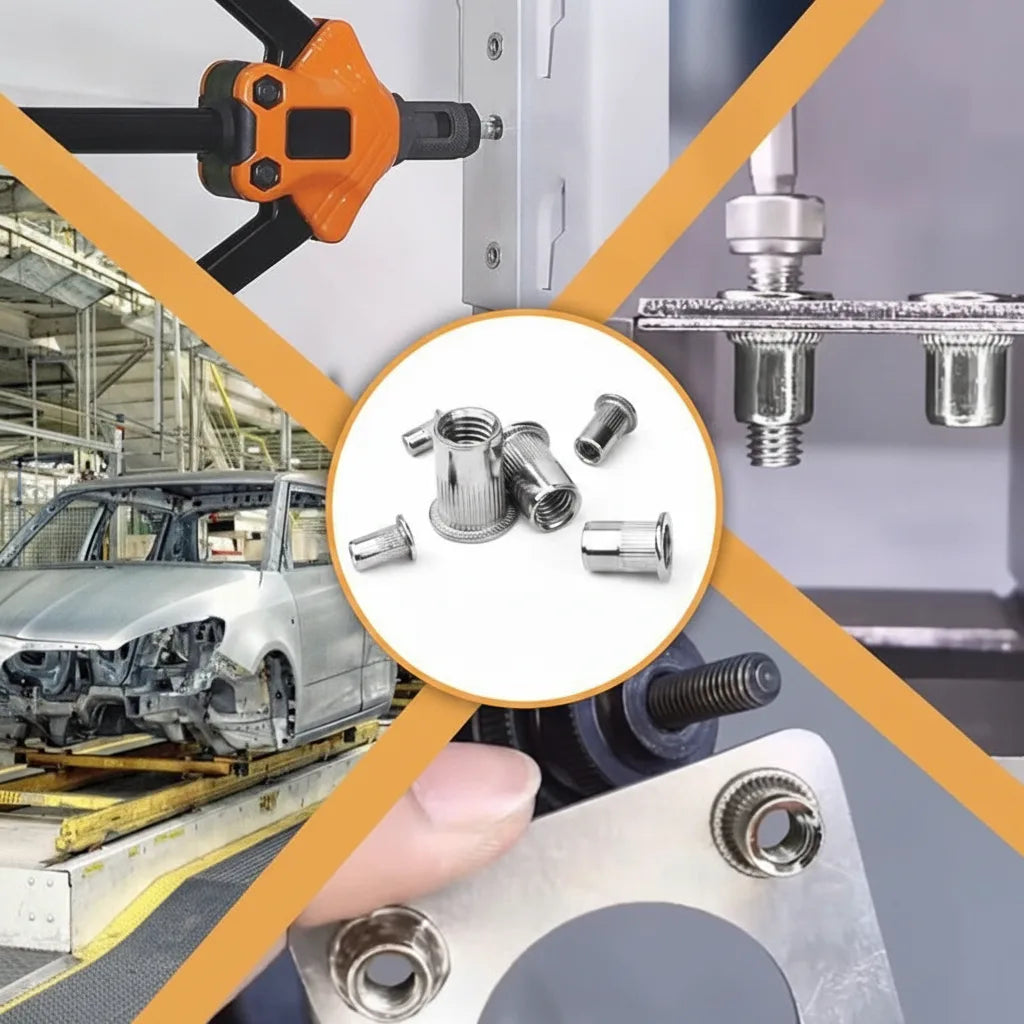 Sada nýtovacích matic | M3–M10 s hlavami šroubů a boxem | Pro kov, dřevo a plast | FixThread