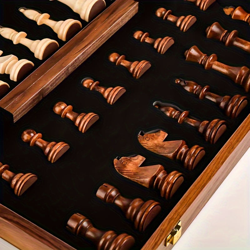 Gioco di scacchi in legno | Legno massiccio | Pieghevole e portatile | Kingsgrain