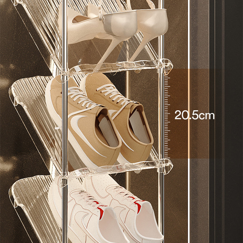 Scaffale per scarpe trasparente di lusso, robusto e multistrato | Acciaio inox e PET | Salvaspazio | Clearstep